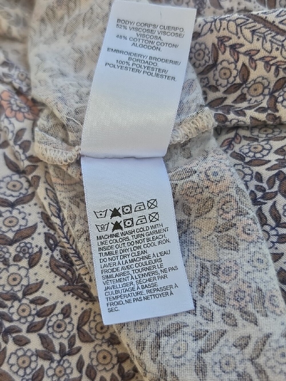 LUCKY BRAND Lavender Paisley Embroidered Peasant Top - Picture 8 of 8